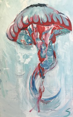 Anna Sviatenkaya; Jellyfish, 2018, Original Painting Oil, 100 x 160 cm. Artwork description: 241 This artwork shows bright feeling of the soul.  There is always something else.  It is a space for dreaming, looking for inspiration and mind relaxation. ...