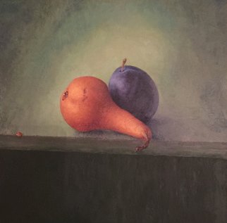Sofia Wyshkind; Lime Light Prune And Pear, 1999, Original Painting Oil, 18 x 18 inches. Artwork description: 241   Two actors on the stage ...