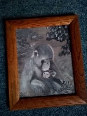 Sybil Fulk; Mother Primate And Baby, 2021, Original Painting Acrylic, 8 x 10 inches. Artwork description: 241 This is a painting of a mother and baby primate family. It is in black and white and measures 8x10. ...
