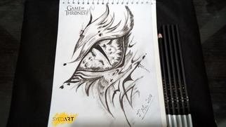 Syed Waqas  Saghir; Dragon Eye Sketch, 2018, Original Drawing Charcoal, 40 x 33 inches. Artwork description: 241 Game of Thrones Dragon Eye Sketch...