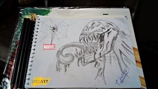Syed Waqas  Saghir; Marvel Venom Art, 2018, Original Drawing Charcoal, 40 x 33 inches. Artwork description: 241 Marvel Venom Lead Pencil Art powered by Syed Art...