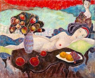 Irina Taraeva; Morning On The Lake Van, 2015, Original Other, 120 x 100 cm. Artwork description: 241 girl flowers lake mountain fruits...