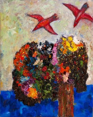 Irina Taraeva; The Tree Of Wishes, 2016, Original Other, 40 x 50 cm. Artwork description: 241 Wishes tree volume texture red green...