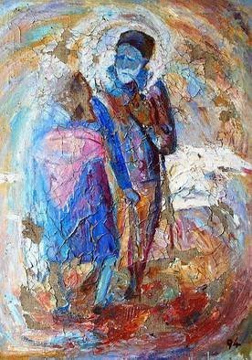 Najmaddin Huseynov; Melancholy Recollection, 1994, Original Painting Oil, 49 x 68 cm. Artwork description: 241    old man and old women    old man and old woman ...