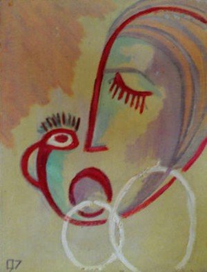 Najmaddin Huseynov; Love, 2007, Original Painting Oil, 34 x 45 cm. Artwork description: 241       cardboard on oil                  ...