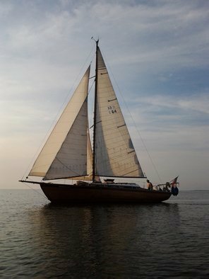 Markus Kruse; Testing Sat 20181208, 2018, Original Photography Color, 36 x 61 inches. Artwork description: 241 original sailboat.  Water testing, wooden boat.  No spaces after.  and then some. ...