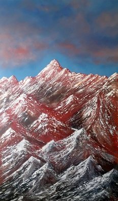 Tanya  Hansen; Touching The Sky, 2019, Original Painting Acrylic, 36 x 60 inches. Artwork description: 241  Touching the Sky  - Large abstract minimalism landscape, contemporary art, light 2D textured painting,  palette knife style painting.Ready to hang, 2 coats of varnish, gallery  wrapped canvas. The morning sun touching the mountain peak adds a touch of warmth to this landscape. That works well with the ...