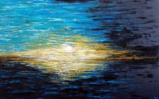 Tanya  Hansen; When The Dusk Is Coming, 2017, Original Painting Acrylic, 48 x 30 inches. Artwork description: 241  When the Dusk is Coming  - The inevitability of the sunset, when the sun lazily hides behind the horizon in the beginning of the dark twilight. The sun and the sea makes a very bright against the background of the coming night. Abstract painting was created in 2017 ...