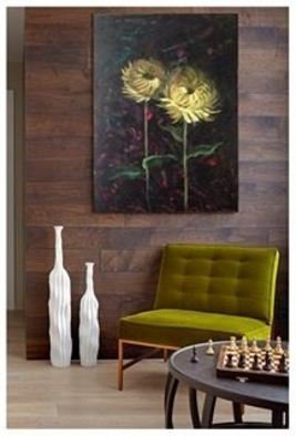 Tatsiana Yukhno; Chrysanthemums, 2017, Original Painting Acrylic, 19 x 29 inches. Artwork description: 241 original hands artwork on wood panel...