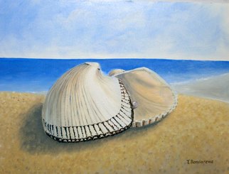 Tatyana Bondareva; Mediterranean Shells, 2013, Original Painting Oil, 30 x 40 cm. Artwork description: 241         shell, sea shore, oil painting,  nature,  Tatyana Bondareva, original painting, oil paintings, art, blue, pearl                 ...