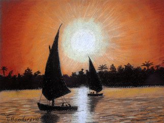 Tatyana Bondareva; Nile Sunset, 2011, Original Pastel, 30 x 21 cm. Artwork description: 241  Nile, river, sunset , pastel    ...