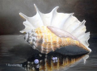 Tatyana Bondareva; Shell With Pears, 2012, Original Painting Oil, 40 x 30 cm. Artwork description: 241  shell, oil painting, pearls, still life        ...