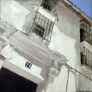 Tomas Castano; Fachada Anadaluza, 2009, Original Painting Oil, 20 x 20 cm. Artwork description: 241  facade typical Andalusian Spain ...
