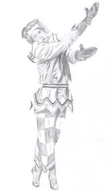 Tracey Carmen; Nijinsky From The Ballet ..., 2007, Original Drawing Pencil, 29 x 42 cm. Artwork description: 241  An original pencil drawing of Nijinsky from the ballet Petrushka. ...