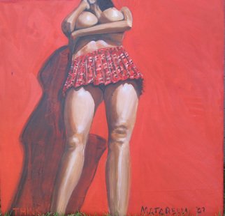 Terry Matarelli; Think, 2007, Original Painting Oil, 24 x 24 inches. Artwork description: 241  young sccoolgirl in a state of reflective thought ...