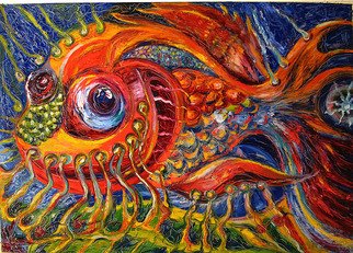 Temo Dumbadze; Golden Fish, 2013, Original Painting Oil, 100 x 70 cm. Artwork description: 241  Golden fish, oil on cardboard. 100cmx70cm, painted in 2013. bank transfer only.     ...