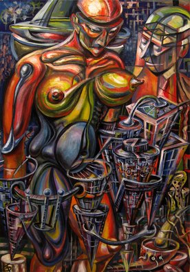 Temo Dumbadze; Mother City, 2013, Original Painting Oil, 70 x 100 cm. Artwork description: 241  Mother City, oil on cardboard. 70cmx100cm, painted in 2013. bank transfer only.     ...
