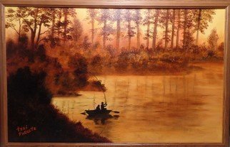 Teri Paquette; Early Morning Fishing, 2020, Original Painting Oil, 22 x 14 inches. Artwork description: 241 DRIVING EARLY ONE MORNING- WE CAME UPON THIS SIGHT OF MEN FISHING- THE MORNING DEW WAS STILL ON AL THE FOLIAGE- IT WAS GLISTENING AND STRIKING TO SEE- FRAMED- PAINTED ON STRETCHED CANVAS- SIGNED...