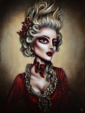 Tiago Azevedo; Marie Antoinette Painting..., 2017, Original Painting Oil, 12 x 16 inches. Artwork description: 241 A new portrait of the Queen wearing the Gaulle or blouse dress.  Adapted to Parisian fashion by the dressmaker Rose Bertin, this muslin dress was the QueenaEURtms favorite one during her stays at the Petit Trianon, away from the court.  The Queen is in an authority ...