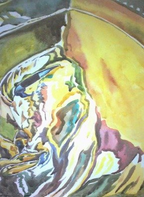 Than Htike; Bronze Face Of Buddha, 2016, Original Watercolor, 11 x 15 inches. Artwork description: 241  The face is reflected colour from neighbour and being colourful on the yellow is the primary color. So interesting oneyou would like to buy this , no frame and packed in rolling  ...
