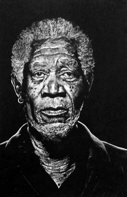 Adam Burgess; Morgan Freeman , 2016, Original Drawing Charcoal, 14 x 17 inches. Artwork description: 241 Photorealism original chalk and charcoal drawing of the man Morgan Freeman Great man and a fun piece to do...