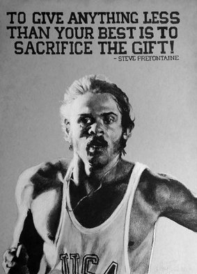 Adam Burgess; Steve Prefontaine, 2016, Original Drawing Charcoal, 9 x 12 inches. 