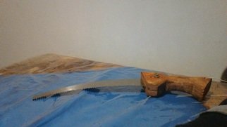 Themis Koutras; Bush Wood Saw, 2019, Original Woodworking, 480 x 75 mm. Artwork description: 241 this is a saw that cuts wood from the bush the handle is all hand made tool out of wood...