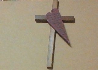 Themis Koutras; Cross Heart, 2019, Original Woodworking, 165 x 315 mm. Artwork description: 241 This is a cross with a heart on in it represents the love of JESUS CHRIST and his heart is for us early Christian did not make crosses out of gold or silver they made them out of wood well this one is made out of wood...
