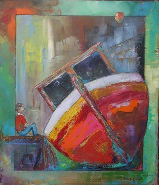 Thierry Merget; Bateau 9, 2016, Original Painting Acrylic, 60 x 70 cm. Artwork description: 241 bateau, boat, child, ...