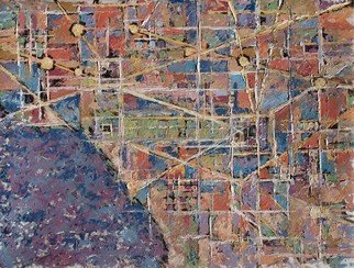 Chris Gould; DC 1v, 2015, Original Painting Oil, 24 x 18 inches. Artwork description: 241 oil, painting, oil painting, expressionism, abstract, fine art, art, pallet knife, fall, season, map, us capital, ...
