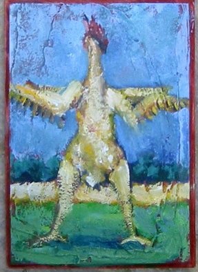 E. Tilly Strauss; Issues, Naked Chicken, 2008, Original Painting Acrylic, 3 x 5 inches. Artwork description: 241  This is a small panel painting, acrylic with plastered texture. Have you ever felt like this? ...