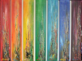 Romeo Dobrota; Colors In Paradise Sku 1044, 2021, Original Painting Acrylic, 42 x 36 inches. Artwork description: 241 Is an painting symbolize the spectrum colors, made by acrylic on canvas, joyfully.Is inspired from Rainbow, the nicely and complet colors in the world, is a Paradise Religious: Paradise the garden where according to the Bible Adam and Eve first lived : Eden an intermediate place or ...