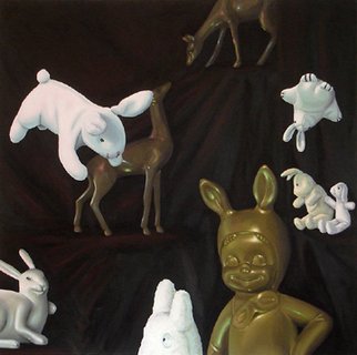 Tim Murphy; Deer Bunnies, 2006, Original Painting Oil, 36 x 36 inches. 