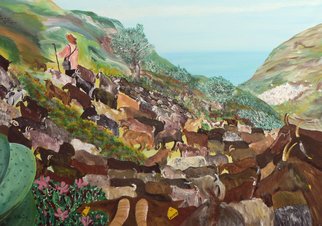 Tina Noya; Pepe The Goatherder, 2011, Original Painting Acrylic, 70 x 50 cm. Artwork description: 241  This is our goatherder roaming the mountains with his goats and sheep.   ...