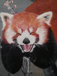 Tina Beck; Red Panda, 2014, Original Painting Acrylic, 14 x 11 inches. Artwork description: 241 Red panda ina tree painted on stretched canvas  ...