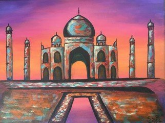 Sowjanya Tirunagari; The Excotic Taj, 2020, Original Painting Acrylic, 16 x 12 inches. Artwork description: 241 Taj Mahal is one of the wonders of the world ...