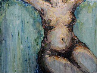 Tiziana Fejzullaj; In Shower, 2016, Original Painting Oil, 36 x 70 inches. 