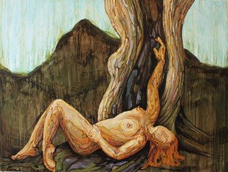 Tiziana Fejzullaj; Leaning By The Tree, 2016, Original Painting Oil, 36 x 48 inches. Artwork description: 241  Leaning by the Tree ...
