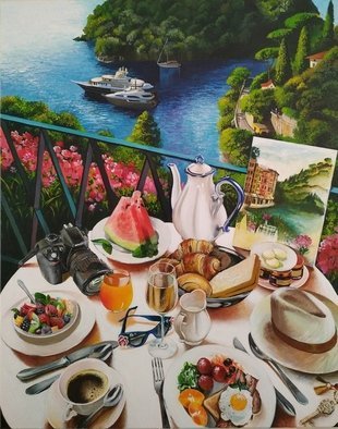 Krisztina T.Molnár; Carefree Morning In Portofino, 2020, Original Painting Acrylic, 80 x 100 cm. Artwork description: 241 Cloudless joy, satisfaction.  La vita A