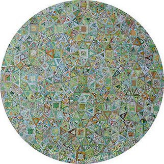 S Tofu; Tree Top Map, 2004, Original Collage, 20 x 20 inches. Artwork description: 241  Mixed media map collage ...