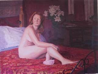 Tomas Omaoldomhnaigh; Lady In Waiting, 2005, Original Painting Oil, 48 x 36 inches. Artwork description: 241  Lady in waiting figurative nude ...