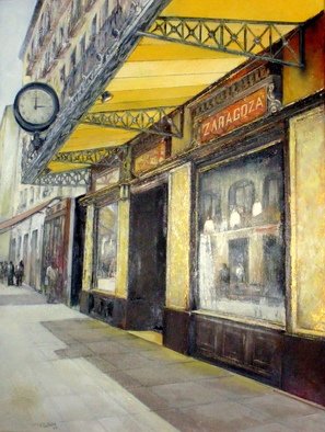Tomas Castano; Gran Cafe Zaragoza, 2012, Original Painting Oil, 46 x 61 cm. Artwork description: 241        facades, buildings, old coffees, cityscapes  ...