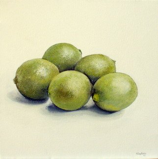 Tomas Castano; Limas, 2011, Original Painting Oil, 30 x 30 cm. Artwork description: 241    fruits, limas, lemon ...
