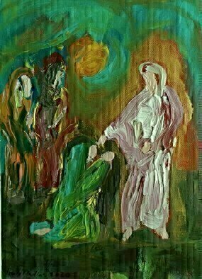 Paulo Medina, 'Mujeres Caminando Con Jesus ', 2020, original Painting Acrylic, 22.9 x 30.5  cm. Artwork description: 2793 Small picture for devotion ...