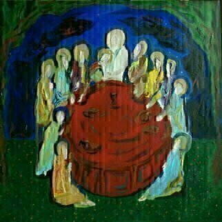 Paulo Medina, 'Last Supper', 2020, original Painting Acrylic, 80 x 80  cm. Artwork description: 2103 A circular last supper ...