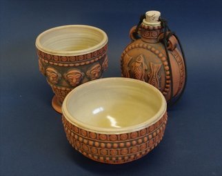 Andrew Tarrant; Samian Ware Pilgrim Flask..., 2009, Original Ceramics Other, 7 x 5 inches. Artwork description: 241  Custom work for the Canadian badlands Passion Play Gift Shop. Styled after Roman Samian Ware and meant to reflect what a Christian of 2000 years ago would have used. ...