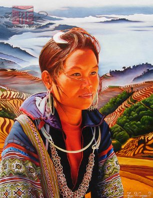 Troy Carney; Khu, 2007, Original Painting Oil, 16 x 20 inches. Artwork description: 241  Khu is my little like my sister, She is of the Black Hmong tribe in the far north of Vietnam.  16. 0 ...