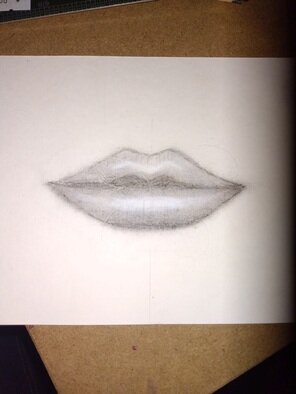 Lahoma Grant; Lips, 2022, Original Drawing Pencil, 3 x 2 inches. Artwork description: 241 Realistic lips...