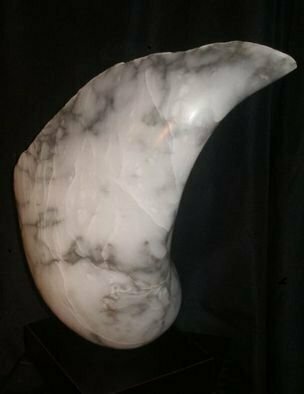 Terry Mollo; Moonstruck, 2012, Original Sculpture Stone, 6 x 17 inches. Artwork description: 241    A broken fragment of the moon; Black & white alabaster; Rear View   ...