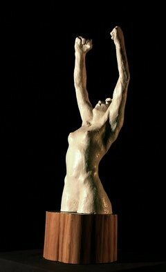 Terry Mollo; Rage, 2008, Original Sculpture Ceramic, 9 x 32 inches. Artwork description: 241  A woman raises her fists in rage. ( front view)...